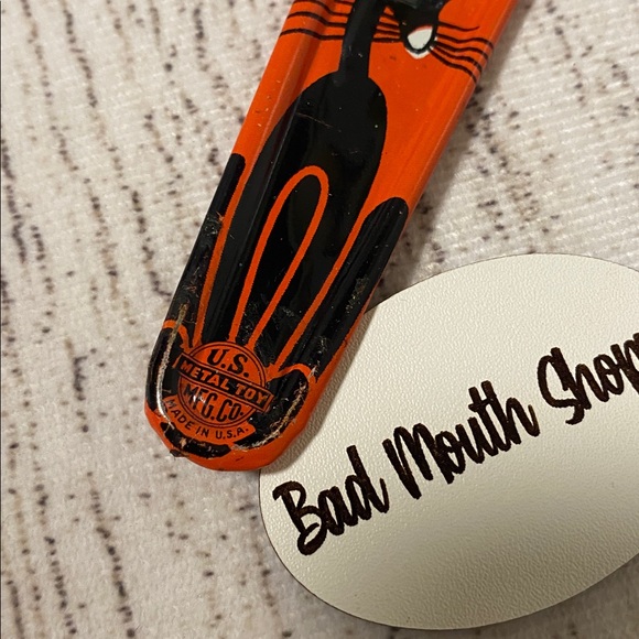 *Vintage Antique US Metal Toy Manufacturing Co Black Cat Halloween Noisemaker - Picture 4 of 6